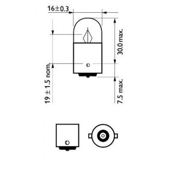 Фото автозапчасти лампочка (к-кт из 2шт) R5W 12V BA15s Блистер PHILIPS 5546030