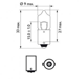 Фото автозапчастини автомобильная лампа: 12 [В] H20W Vision 20W цоколь BA9s PHILIPS 87600328