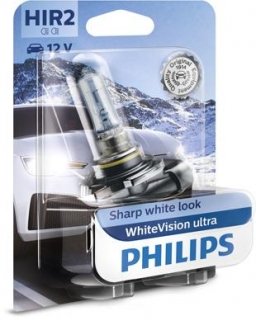 Лампа накаливания HIR2 WhiteVision ultra 12V 55W PX22d (+60) (3700K) 1шт. blister (пр-во) PHILIPS 9012WVUB1 (фото 1)