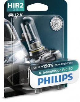 Лампочка X-tremeVision Pro150 галоген HIR2 (1 шт, 12 В, 55 Вт, тип гнезда: PX22D) PHILIPS 9012XVPB1