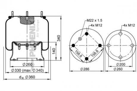 Ресора пневматична PHOENIX 1D28A-2