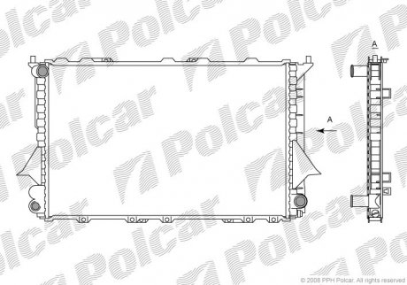 Фото автозапчасти радіатор Audi 100, A6 (МКПП) 91-94 Polcar 131608-4