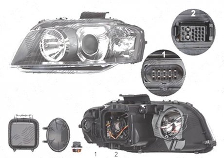 Фото автозапчасти фара основная AUDI A3 03-08 (8P0941029P, 8P0941029D, 8P0941029M) Polcar 1331093E