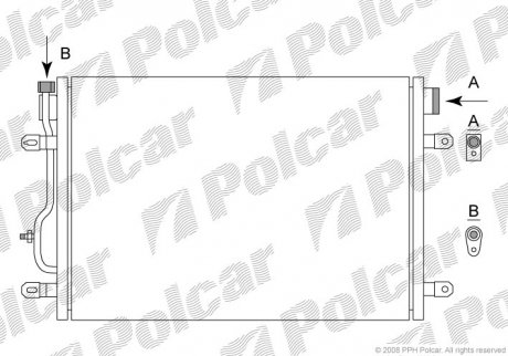 Радиатор кондиционера AUDI A4, 11.00- (8E0260403A, 8E0260403B) Polcar 1334K8C1