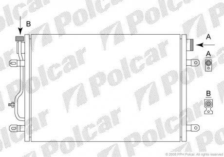 Радиатор кондиционера AUDI A4, 11.00- (8E0260403D, 8E0260401D) Polcar 1334K8C2