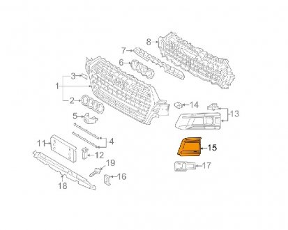 Фото автозапчастини решітка в бампері ліва Q7, 15- (4M0 807 151 A 9B9) Polcar 13K12713