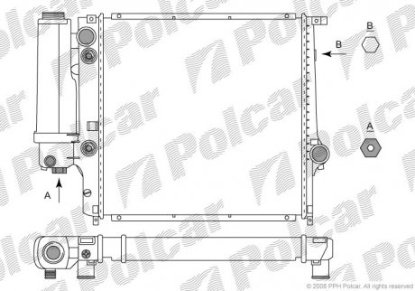 Радиатор охлаждения 3 E36 91- (1723528) Polcar 200708-5
