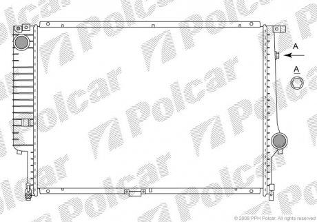 Радіатор охолодження 7 E32 86-94 (1709458, 1723689) Polcar 201508-5 (фото 1)