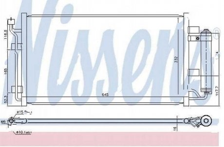 Фото автозапчасти радиатор кондиционера Nissan Leaf 12.10- (92100-3NA0A, 92110-3NA0A) Polcar 27H1K81K