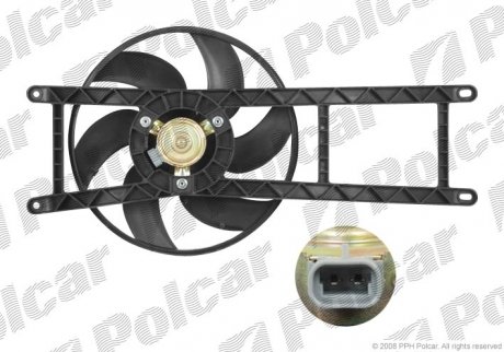 Вентилятор з корпусом / кронштейном FIAT PANDA, 03- (46799410, 51848272) Polcar 300323W1 (фото 1)