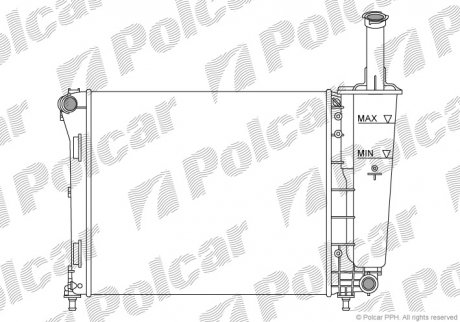 Радиатор охлаждения Fiat Panda 1.2 07- 500 (9S518005BA, 1559504, 51787115) Polcar 303508A1