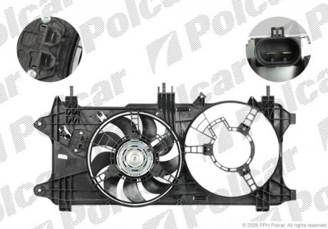 Вентилятор з корпусом / кронштейном FIAT DOBLO 06- (51755589) Polcar 304123W2 (фото 1)