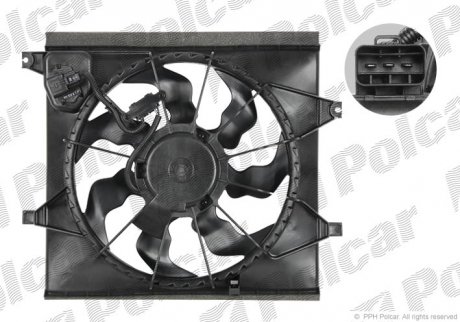 Вентилятор с корпусом/кронштейном KIA SOUL, 09- (25380-2K000) Polcar 416523W2 (фото 1)