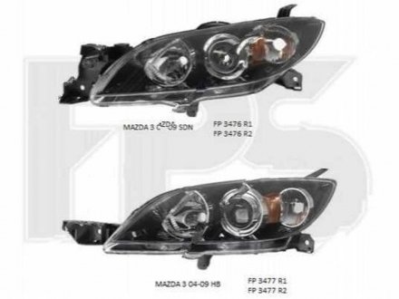 Фото автозапчастини фара основна MAZDA 3, 04-09 (BN8V-51-0K0A, BN8V-51-0K0D, BN8V-51-0K0E, BN8V-51-0K0, BN8V-51-0K0C) Polcar 4541101E