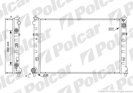 Радиатор охлаждения MPV 99- (GY0115200B, GY0115200D) Polcar 457908-2