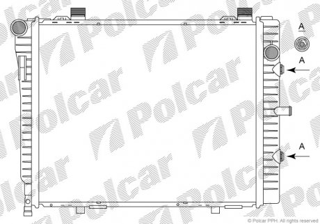 Радиатор охлаждения C-KLASA (202) 93- (2025005203, 2025005103) Polcar 500208-6 (фото 1)