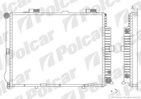 Радиатор охлаждения E-KLASA (210) 95- (2105000503, 2105001203) Polcar 501508-9 (фото 1)