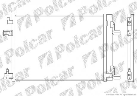 Радиатор кондиционера Opel Astra J, 09- (1850219, 13267648, 1850136, 39140127, 39010911, 13377762, 39074866) Polcar 5511K81K (фото 1)