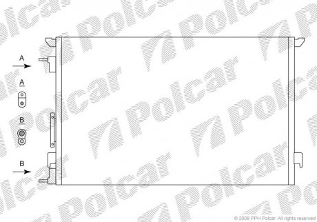 Радіатор кондиціонера Opel Vectra 1.6-2.2 02- OPEL VECTRA C, 02- B (24418362, 1850076, 71740527, 1850079) Polcar 5518K8C1 (фото 1)