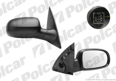 Зеркало наружное правый OPEL CORSA, 01- (9227270, 1428308, 9224247, 1425857, 24420996) Polcar 5556525M (фото 1)