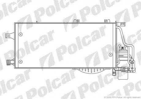 Радиатор кондиционера Opel Combo 1.3-1.7 CDTI 04- OPEL CORSA C 04- (13106020, 13106021, 1850093, 93177423) Polcar 5557K8C2 (фото 1)
