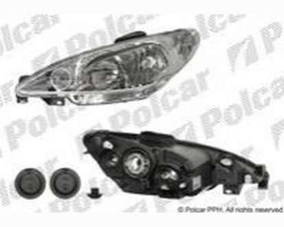 Фото автозапчастини фара основна PEUGEOT 206 (6208A0) Polcar 5723093E (фото 1)