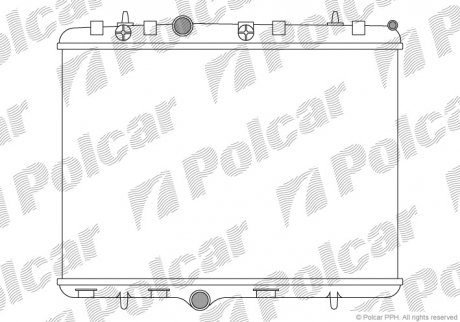 Радіатор охолодження двигуна Citroen C2, C2. C3 Picasso, C4.Peugeot 1007, 2008 I, 207, 208, 208 I 1.0-2.0 05.01- CROSSLAND X, 17- (96455874, 1330P9, 1330J7) Polcar 574808A1 (фото 1)