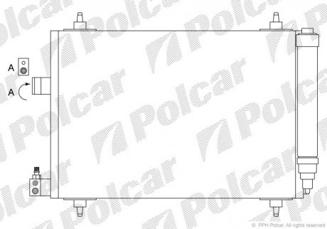 Радиатор кондиционера Peugeot 407 1.6HDI 04- P407,04-/C5 04- (6455FX, 6455GY, 6455CP) Polcar 5748K8C1 (фото 1)