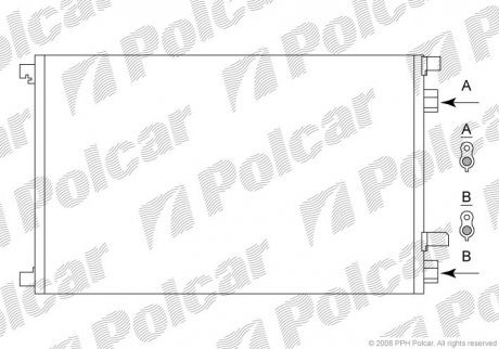 Радіатор кондиціонера Renault Megane 1.5dCi 05- REN. MEGANE II 02- (8200223000, 8200115543, 8671017589) Polcar 6012K8C1S
