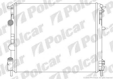 Радiатор охолодження Renault/Dacia 1.4/1.6 04- KANGOO II 03- (8200778910, 2140000QAX, 7700428082, 7711134332, 8200156548) Polcar 601508A4 (фото 1)