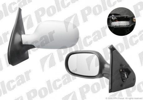 Зеркало наружное левый RENAULT CLIO II 01- (7700435863, 7700841655, 7701471856) Polcar 6016515E (фото 1)