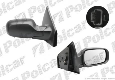 Зеркало наружное правый CLIO III, 05-09 (7701061191) Polcar 6055521M