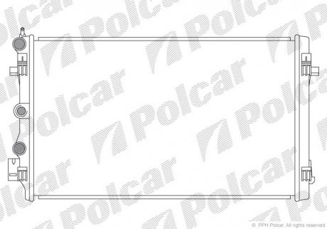 Радиатор двигателя Volkswagen Skoda 1.0-1.4 TSI 2007- IBIZA V (6R0121253R, 6R0121253D, 6R0121253H, 6R0121253G) Polcar 673208-1