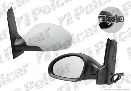 Фото автозапчасти зеркало наружное левый SEAT TOLEDO III, 04- (5P1857507A, 5P1857507R, 5P18575079B9, 6L0857537) Polcar 6755515M (фото 1)