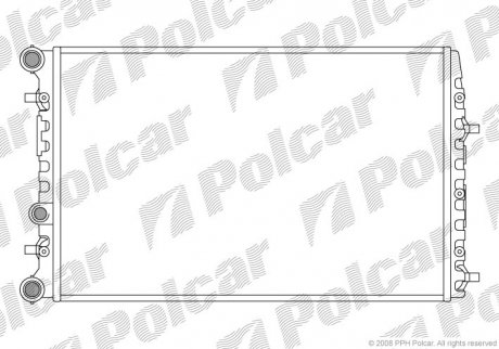 Радиатор охлаждения POLO 01- (6Q0121253L, 6Q0121253Q, 6QE121253B, 6QE121253A) Polcar 691308A5 (фото 1)