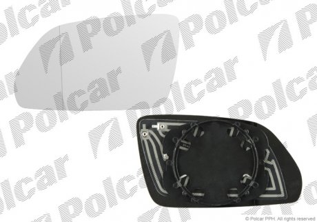 Скло дзеркала ліве Skoda Octavia 04- /VW Polo 05- SKOD.OCTAVIA II,05- (1Z1857521F, 6Q0857521F) Polcar 6922546E