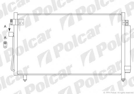 Радіатор кондиціонера SUBARU FORESTER, 02- (73210SA011, 73210SA010, 73210SA000) Polcar 7241K82K (фото 1)