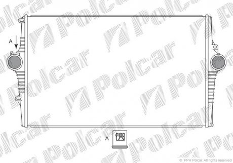 Радиатор воздуха (Интеркуллер) S80 (30748809, 30730524, 31274554, 8671694, 30741580) Polcar 9080J8-2 (фото 1)