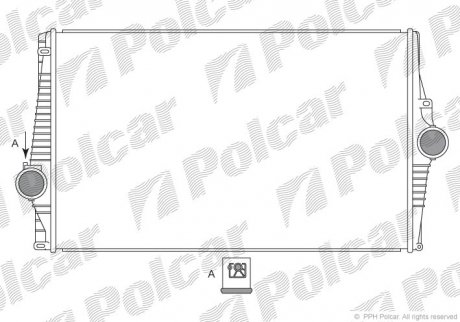 Радиатор воздуха (Интеркулер) XC90 02-(31274553, 30741579, 8627375, 30748808) Polcar 9090J8-1 (фото 1)