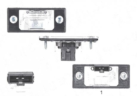 Фото автозапчастини фара номерного знака Volkswagen GOLF IV, 97- (1J5943021, 2KA270239001, 1J5943021A, 1J5943021C, 1J5943021D, 1J6943021) Polcar 9541954E (фото 1)