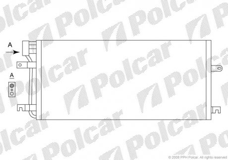 Радіатор кондиціонера Volkswagen TRANSPORTER T4 (701820413K, 7D0820413B) Polcar 9566K8C2 (фото 1)
