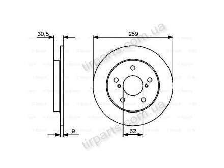 Фото автозапчасти тормозные диски TOYOTA COROLLA sedan (42431 12260, BD1310, 4243112260) Polcar BS0986479418 (фото 1)