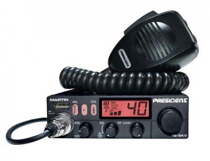 Радіо антена CB PRES MARTIN ASC (передавач: Вихідна потужність - 4Вт, режим роботи - 12/24В, передавач: Кількість каналів - 40, активне шумопоглинання (ASC) - так, 115x180x35 мм) PRESIDENT CBP TXMU218.02 (фото 1)