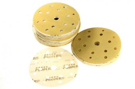 Наждачний папір, диск, P320, діаметр: 150мм, колір: коричневий, для ручного шліфування, 100шт, кількість отворів: 15 PROFIRS 0RS801-P320