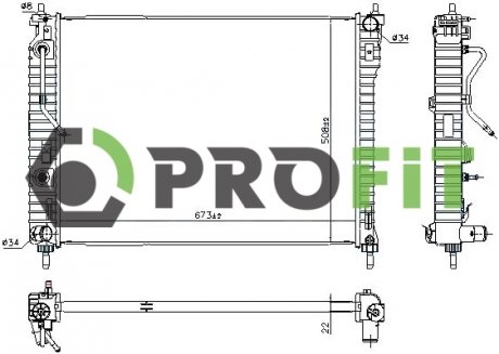 Фото автозапчасти радиатор OPEL ANTARA 06-. CHEVROLET CAPTIVA 06-(AT) PROFIT 1740-0393