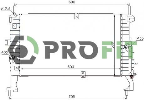 Фото автозапчасти радіатор охолоджування PROFIT 1740-0395