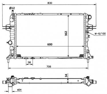 Фото автозапчасти радиатор OPEL ASTRA G 98-05. ZAFIRA A 99-05 (MT) PROFIT 1740-3303