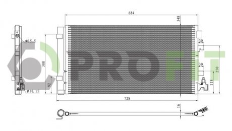 Фото автозапчастини конденсер кондиціонера PROFIT 1770-0379