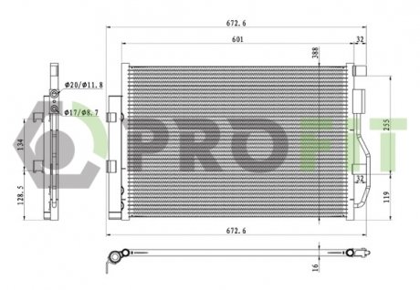 Фото автозапчастини конденсер кондиціонера PROFIT 1770-0522