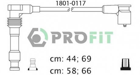 Комплект высоковольтных кабелей OPEL ASTRA F, CORSA B, VECTRA B 93-02 PROFIT 1801-0117 (фото 1)